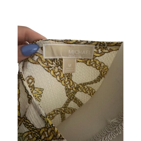 MICHAEL KORS Gold Chain Print Top Size Medium - Picture 5 of 8
